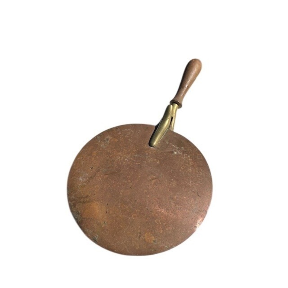 Vintage Copper Silent Butler Brass Hinged Lid and Wood Handle 13.5‎ Inch - Picture 2 of 8